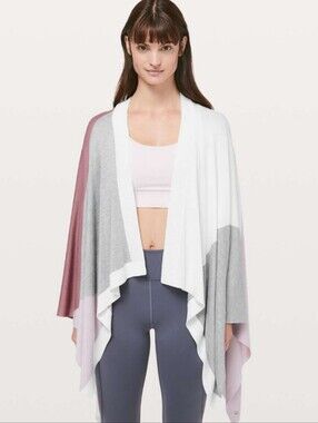 NWOT Lululemon Hatha Wrap. Pink, White, Heathered Grey. Oversized Fit. OS. Boho